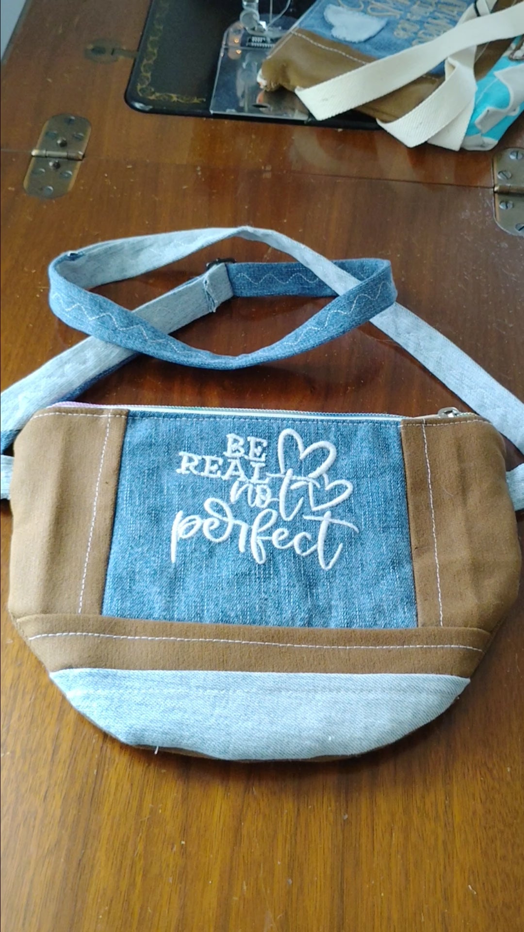 Embroidered Be Real bumbag fanny or crossbody bag