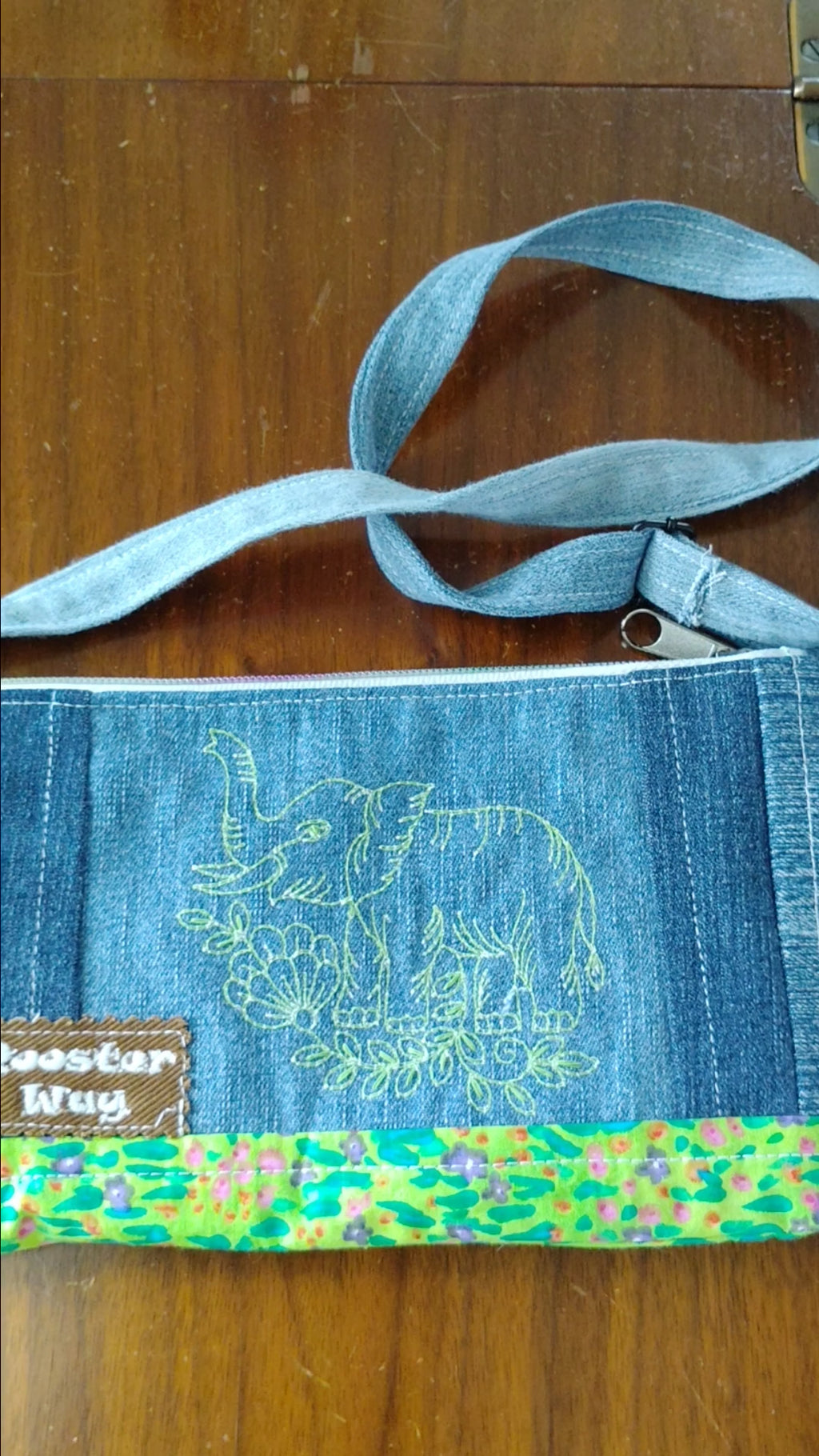 Embroidered Elephant bumbag fanny or crossbody bag
