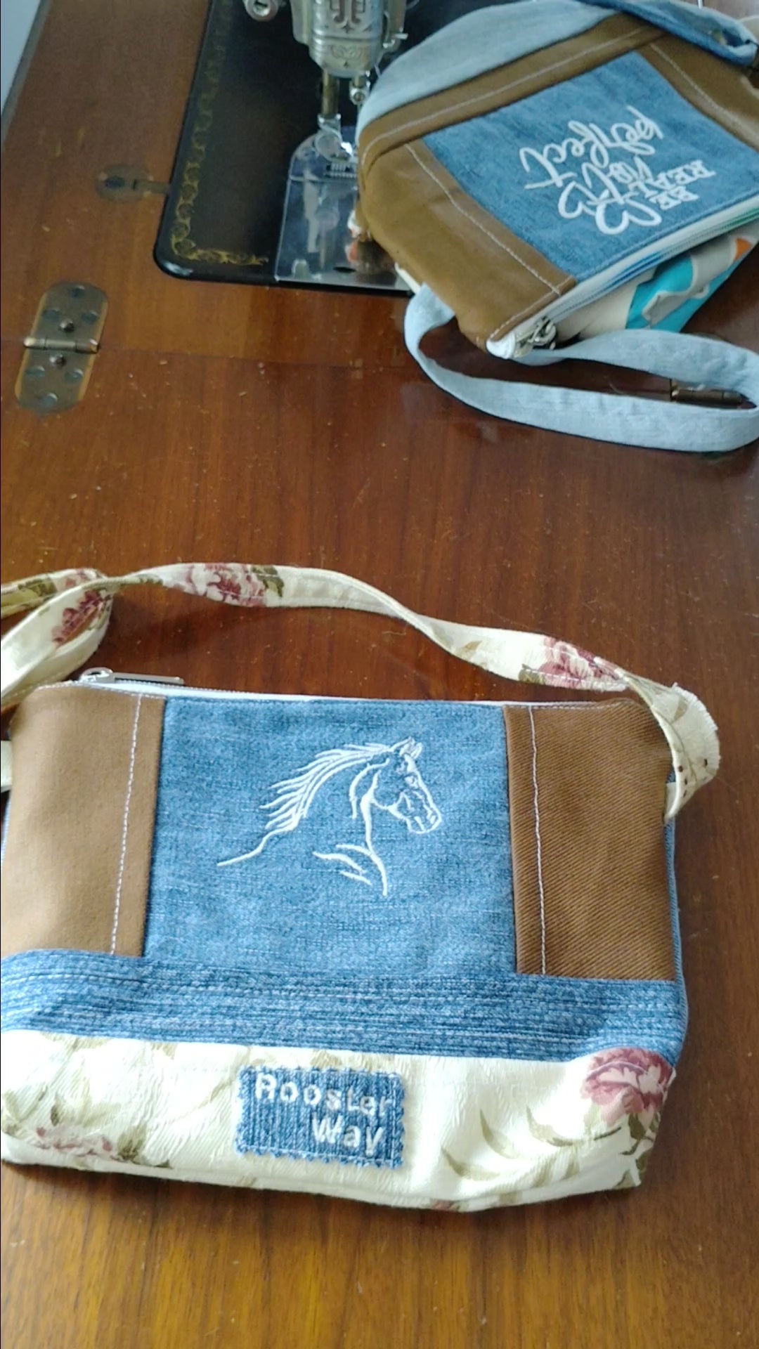 Embroidered horse bumbag fanny or crossbody bag