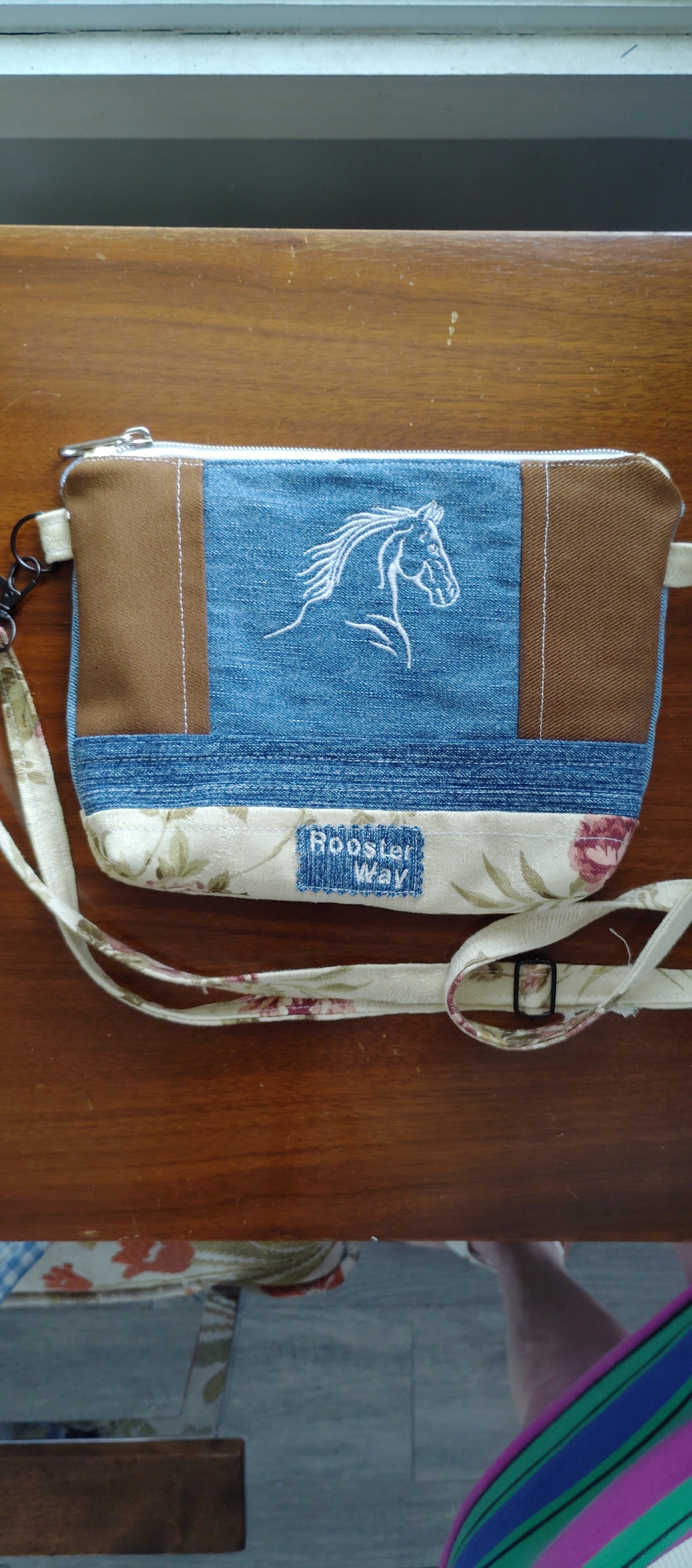 Embroidered horse bumbag fanny or crossbody bag