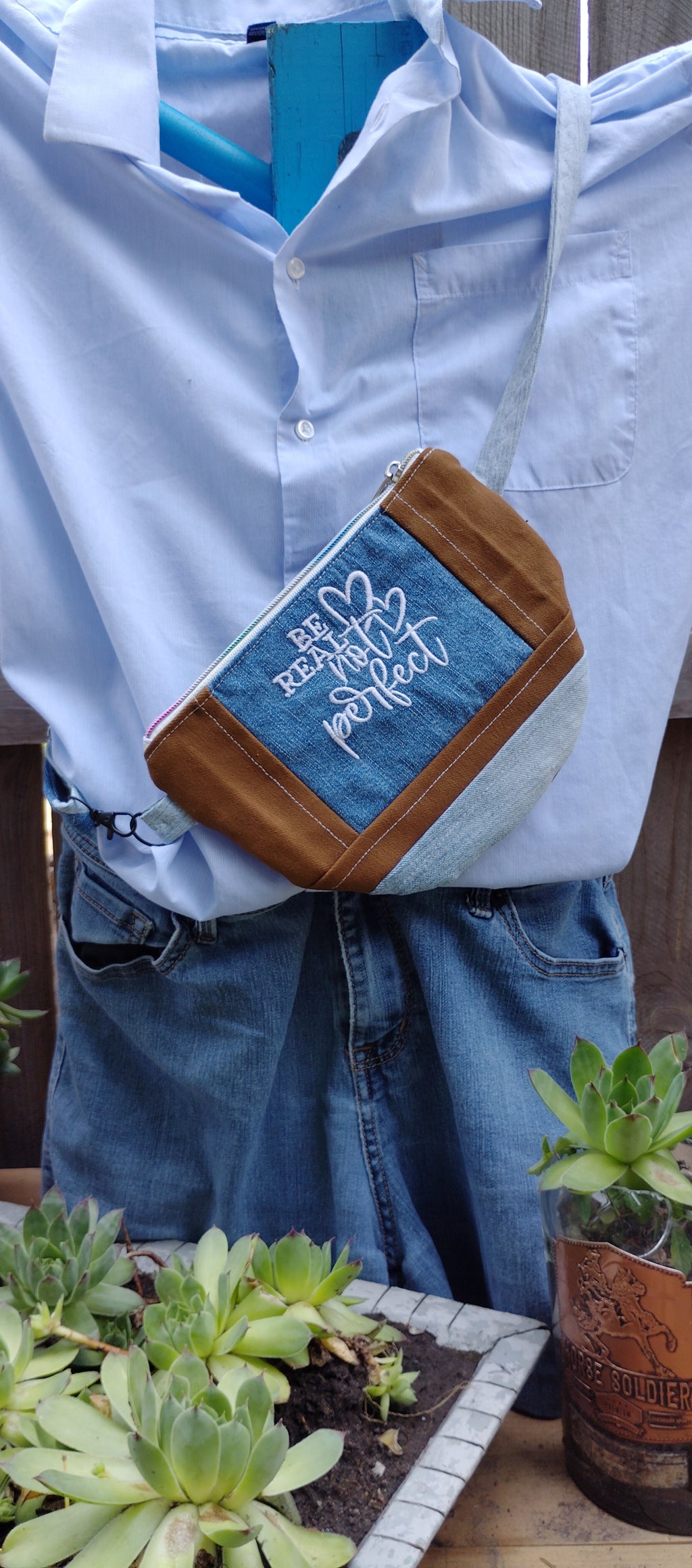 Embroidered Be Real bumbag fanny or crossbody bag