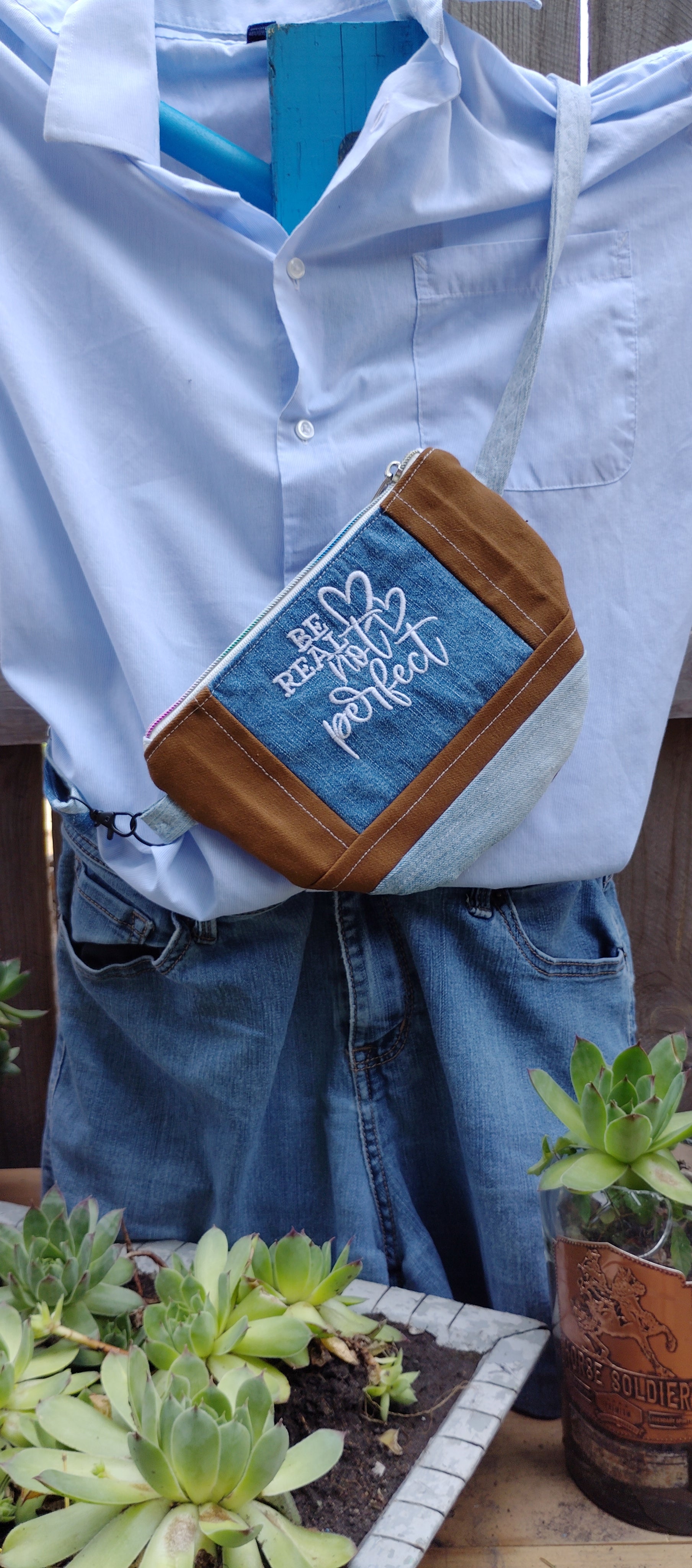 Embroidered Be Real bumbag fanny or crossbody bag