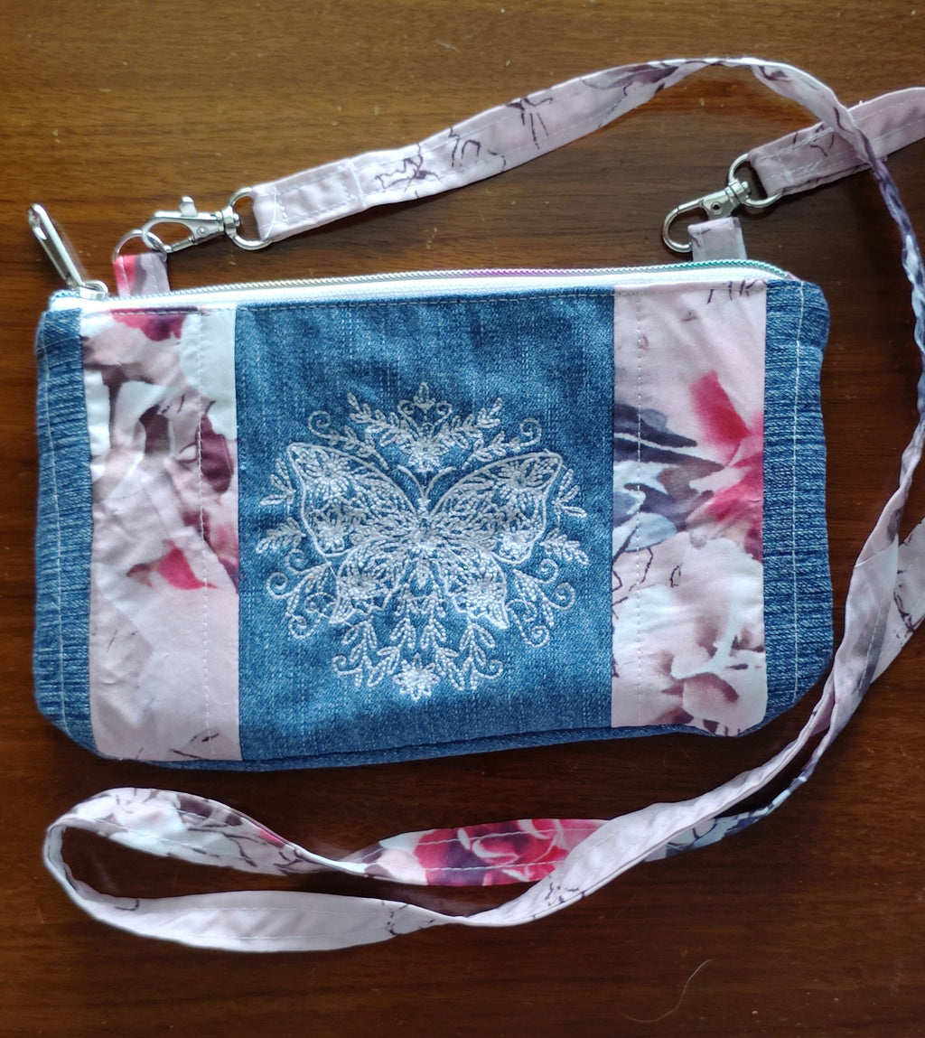 Embroidered Butterfly bumbag fanny or crossbody bag