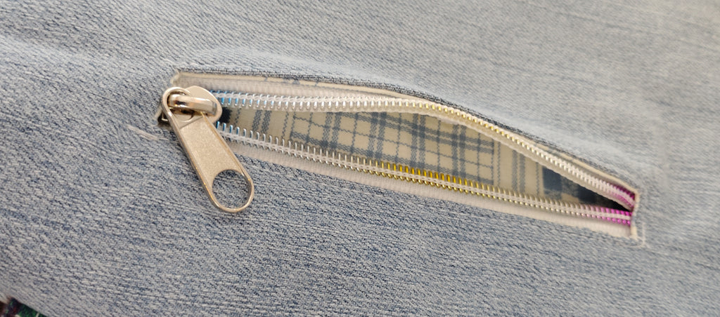 Crossbody backpack repurposed jeans bag