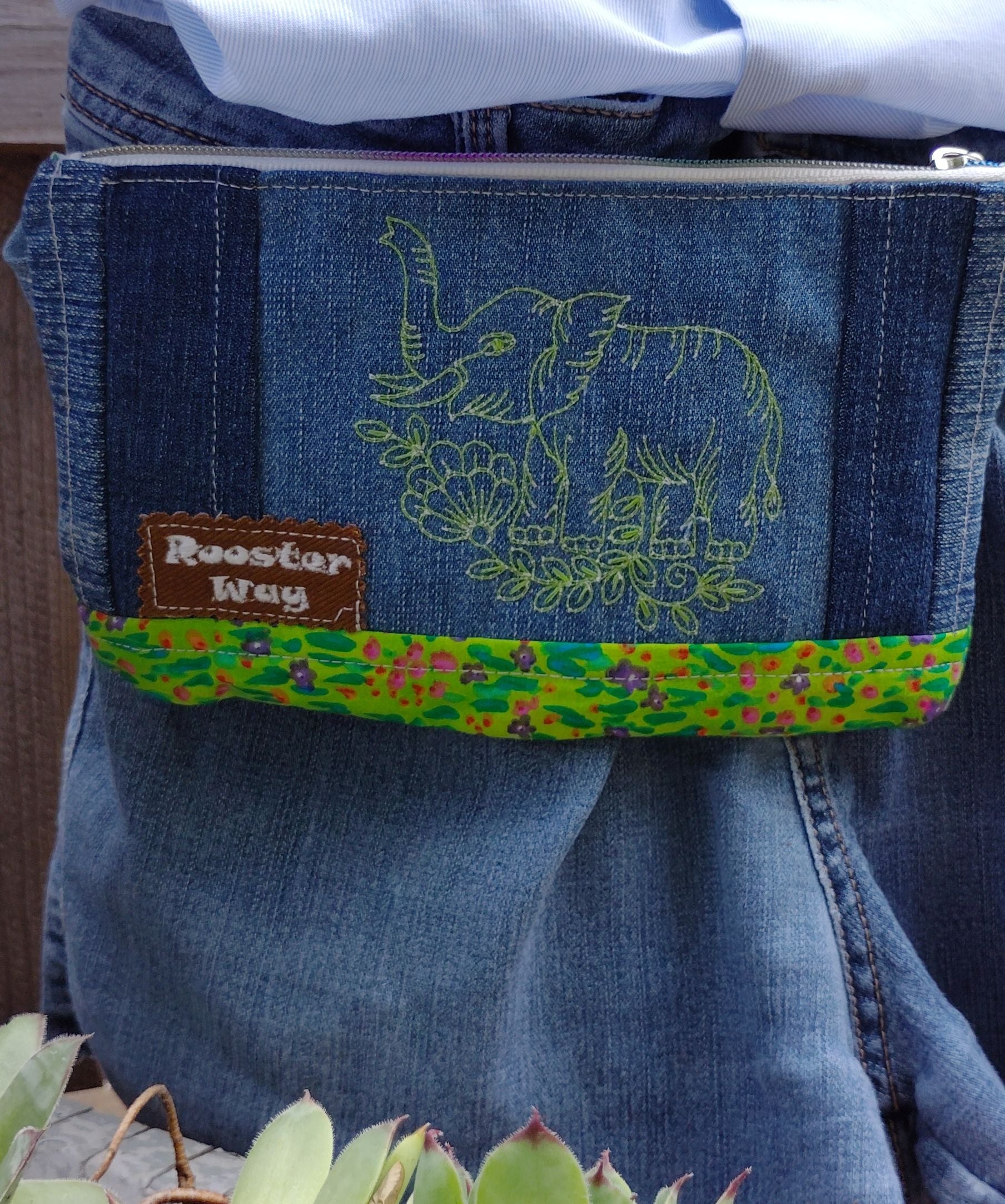 Embroidered Elephant bumbag fanny or crossbody bag