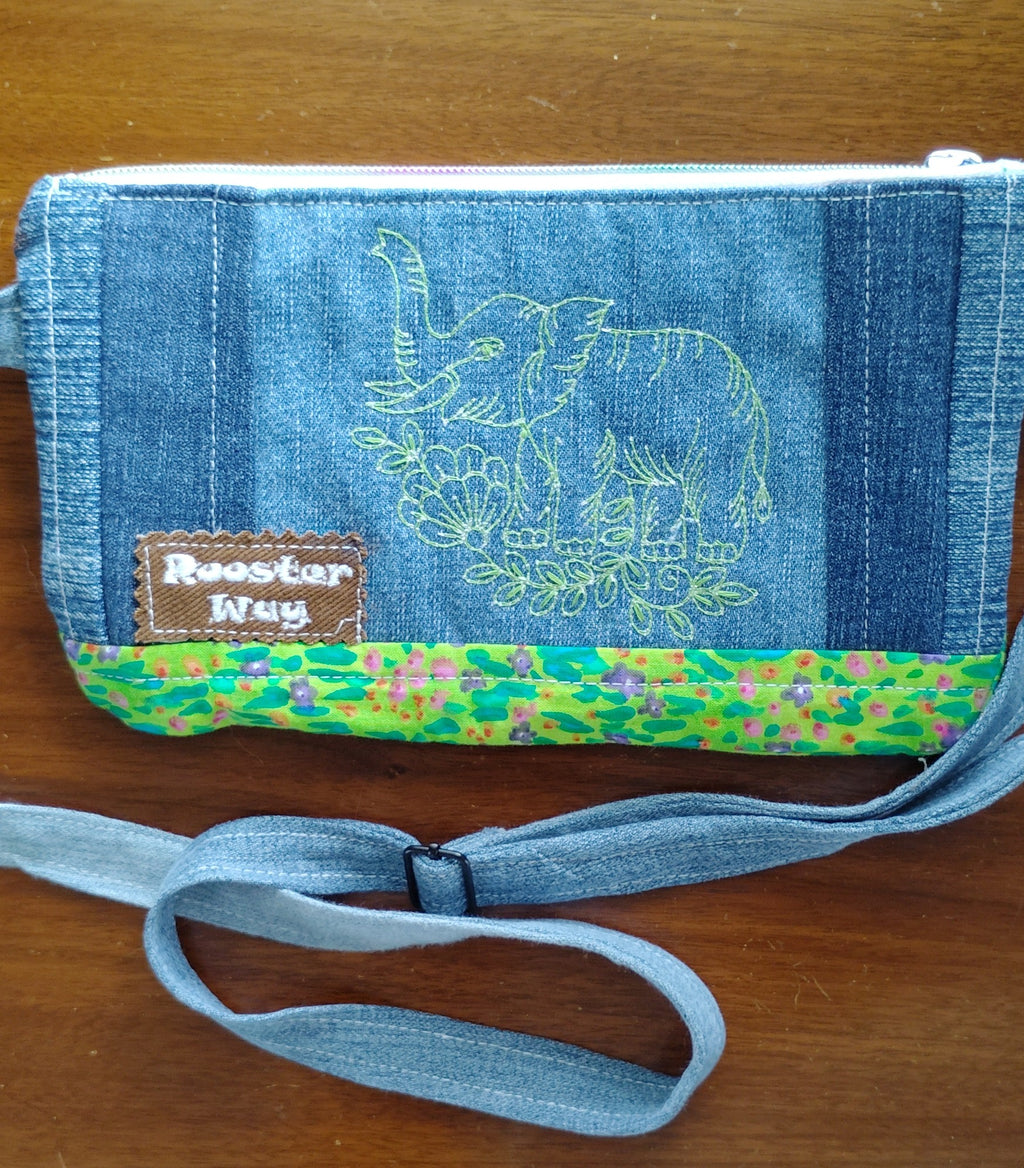 Embroidered Elephant bumbag fanny or crossbody bag