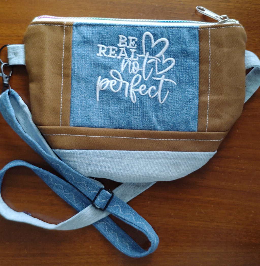 Embroidered Be Real bumbag fanny or crossbody bag