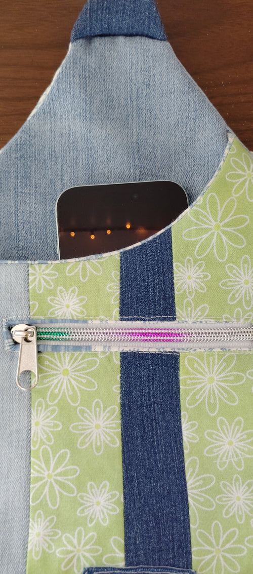 Crossbody backpack repurposed jeans bag