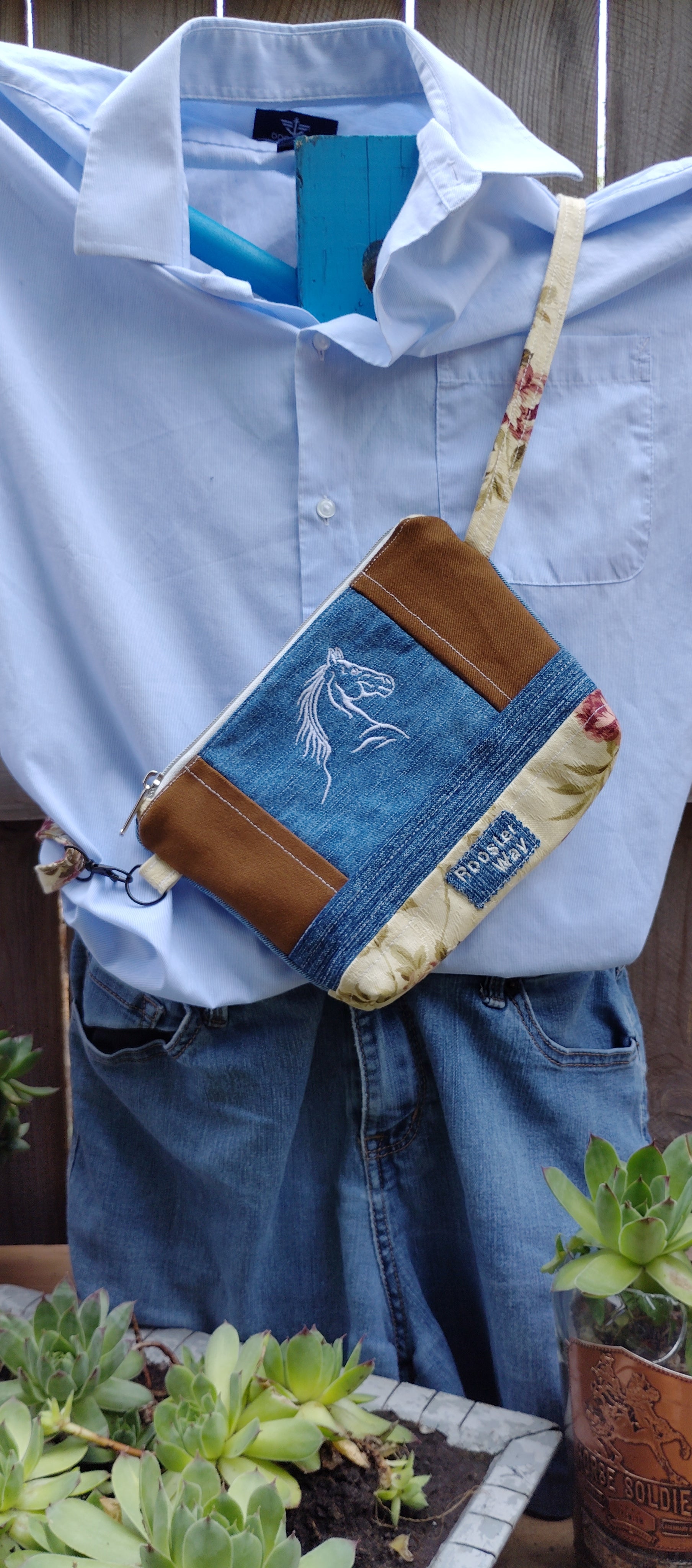 Embroidered horse bumbag fanny or crossbody bag