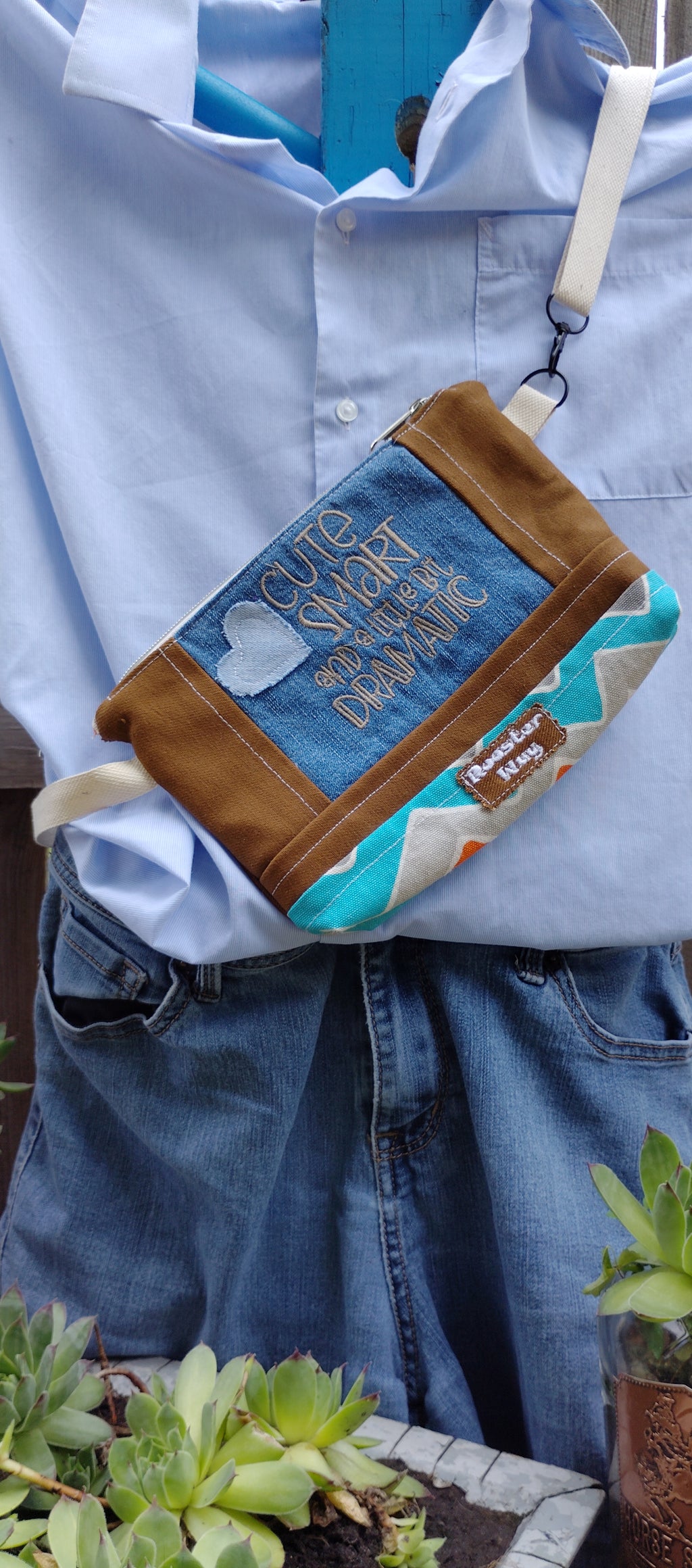 Embroidered  Cute and dramatic bumbag fanny or crossbody bag